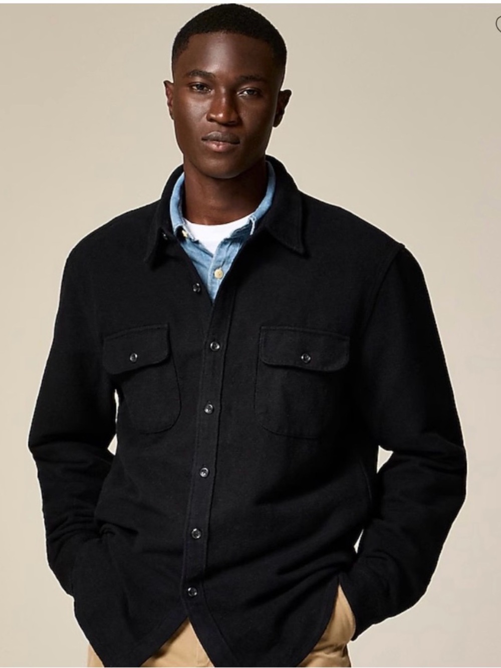 J.Crew Oarsman Heavyweight Chamois Workshirt Mens XL Black BK216 Cotton Shacket